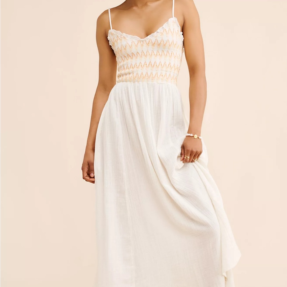 NWT Free People Solid Sweet Nothings Midi Dress Marshmallow 100% Cotton